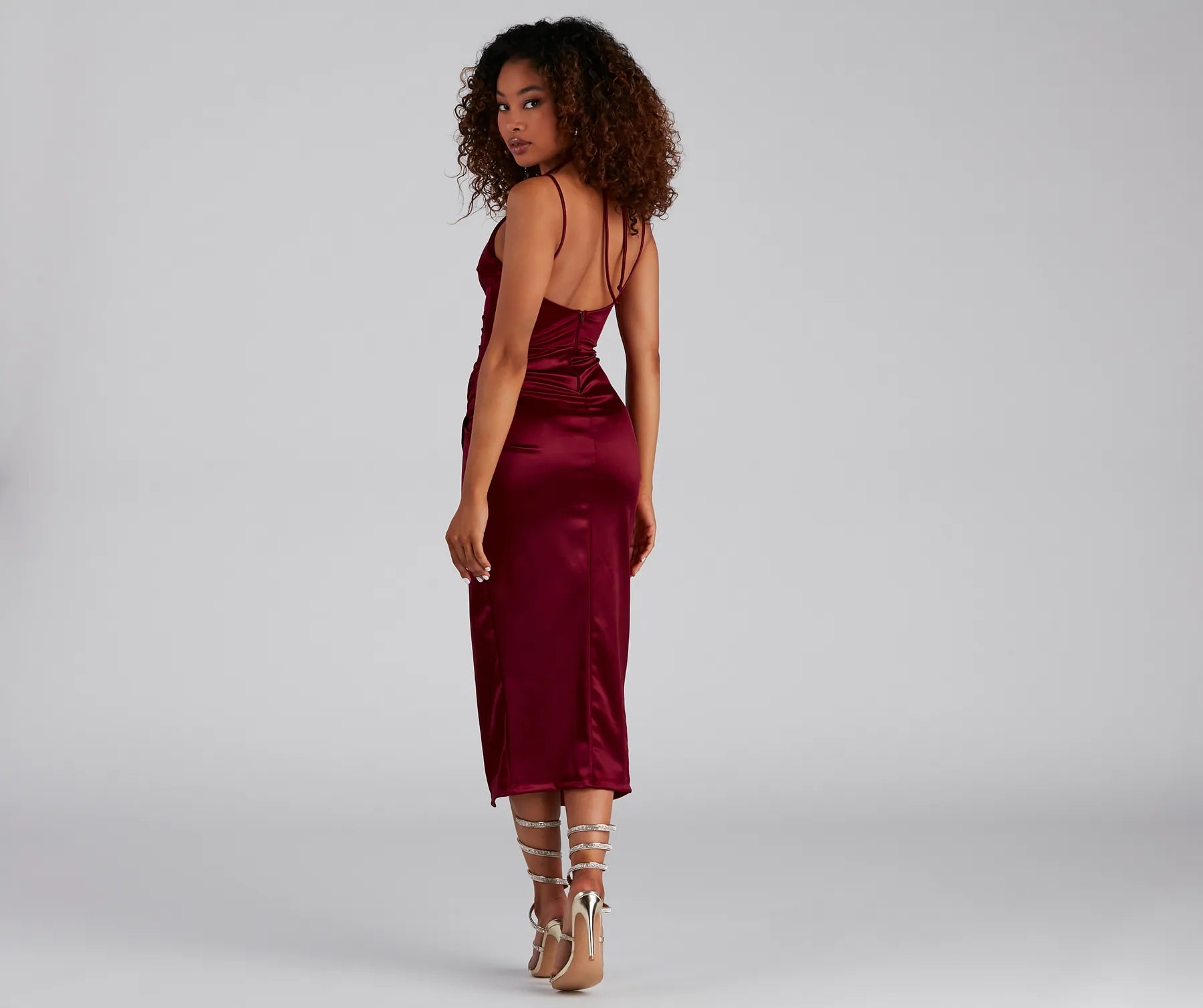 Amanda Wrap Satin Dress - Image 16