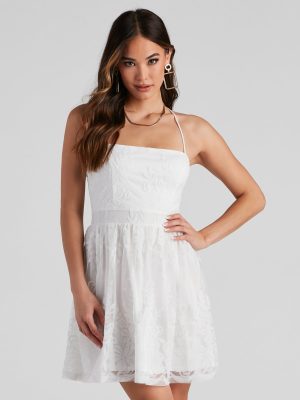 Willa Flocked Velvet Party Dress