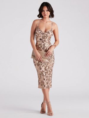 Adora Formal Sequin Midi Dress