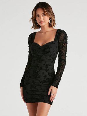 Clara Floral Velvet Mesh Dress