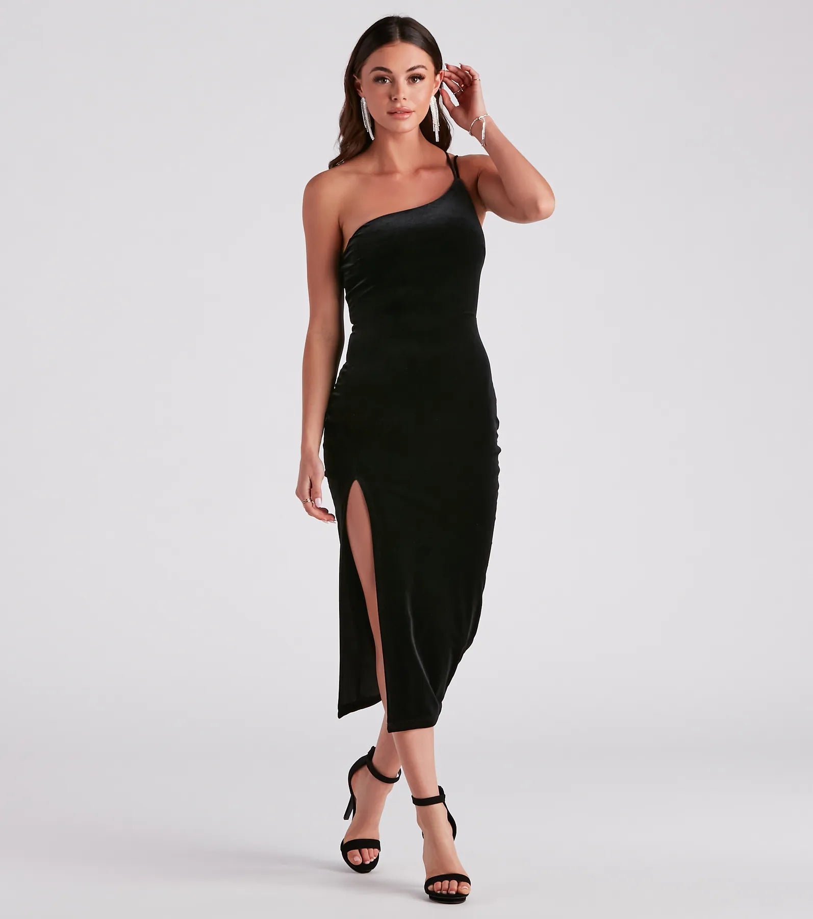 Christen Formal Velvet Midi Dress - Image 7