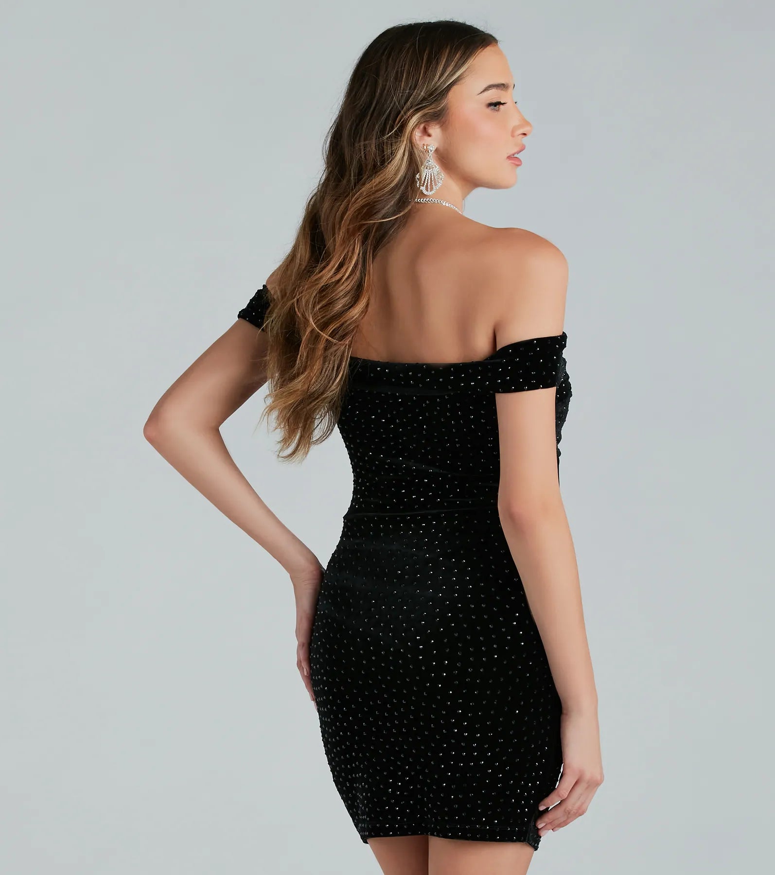 Adriena Velvet Rhinestone Party Dress - Image 2