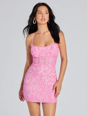 Leyla Sequin Strappy Back Mini Dress