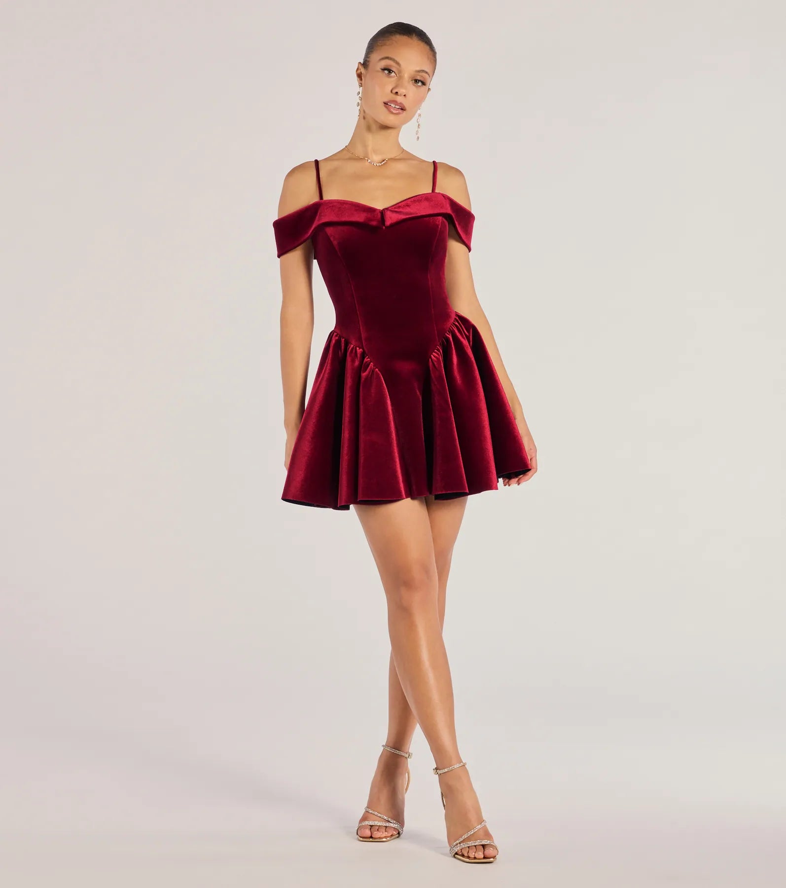 Andie Velvet Drop Waist Skater Dress - Image 4
