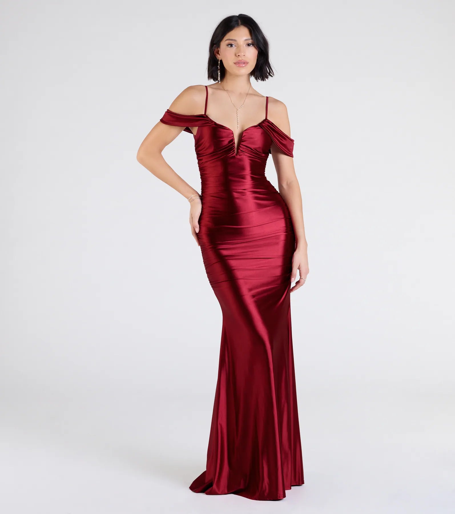 Jelene Cold-Shoulder Mermaid Satin Formal Dress - Image 6