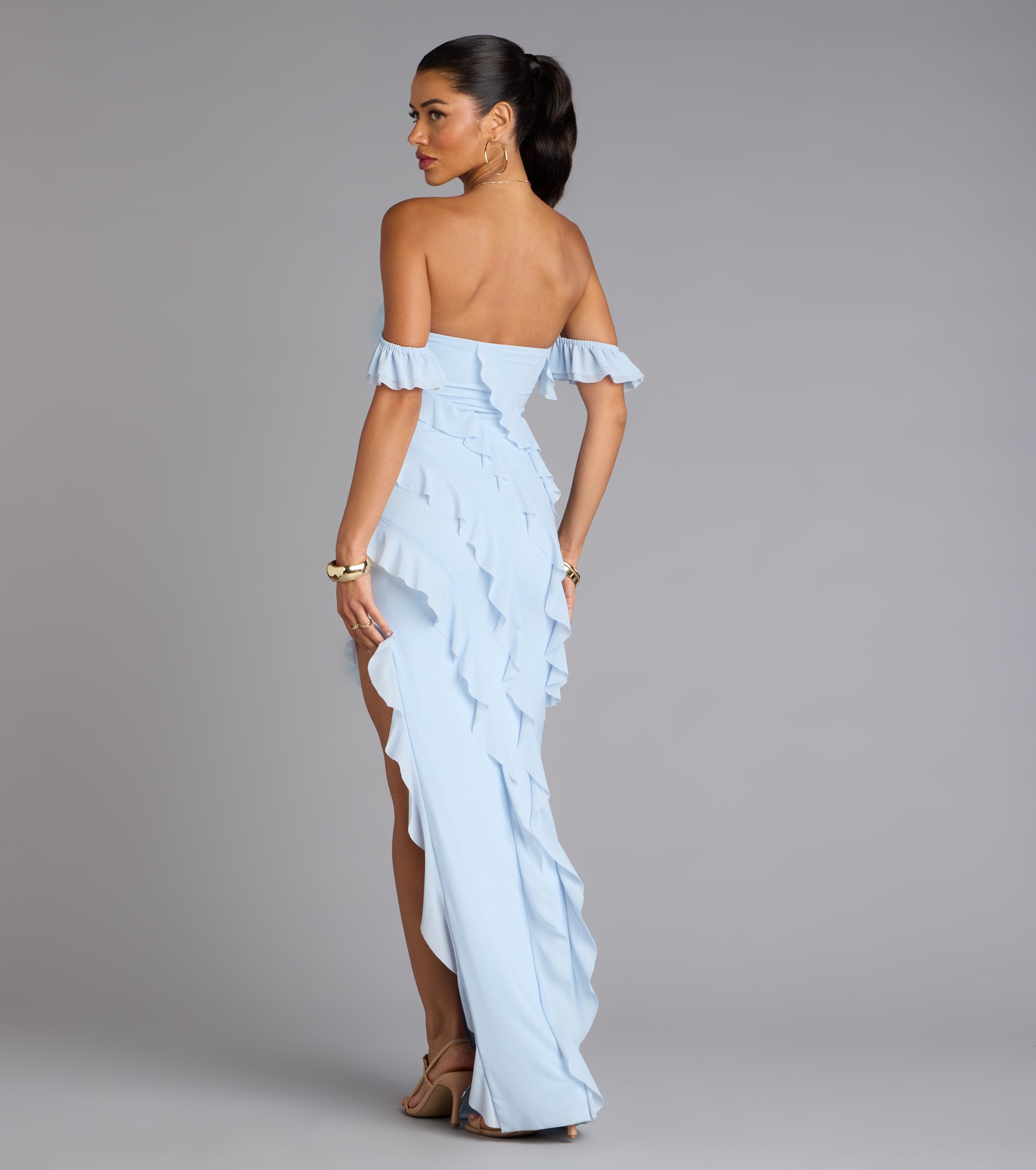 Cecilia Off-The-Shoulder Ruffle Formal Dress - Image 6