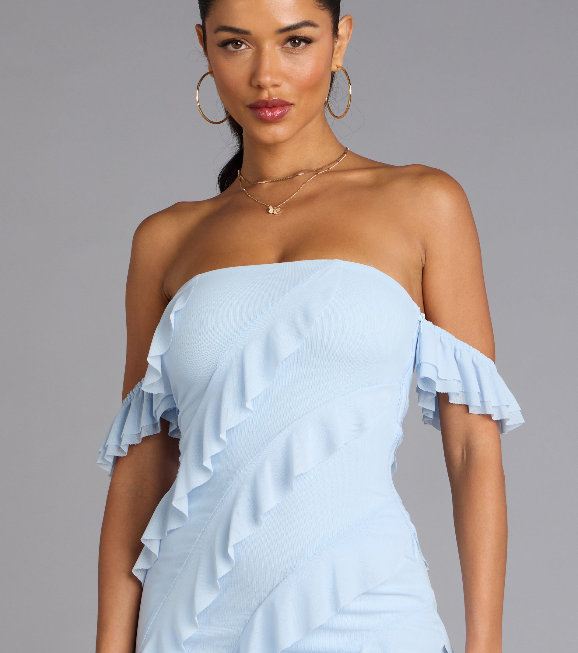 Cecilia Off-The-Shoulder Ruffle Formal Dress - Image 7