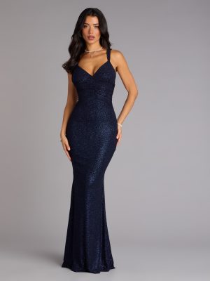 Bailey Glitter Low Back Mermaid Formal Dress