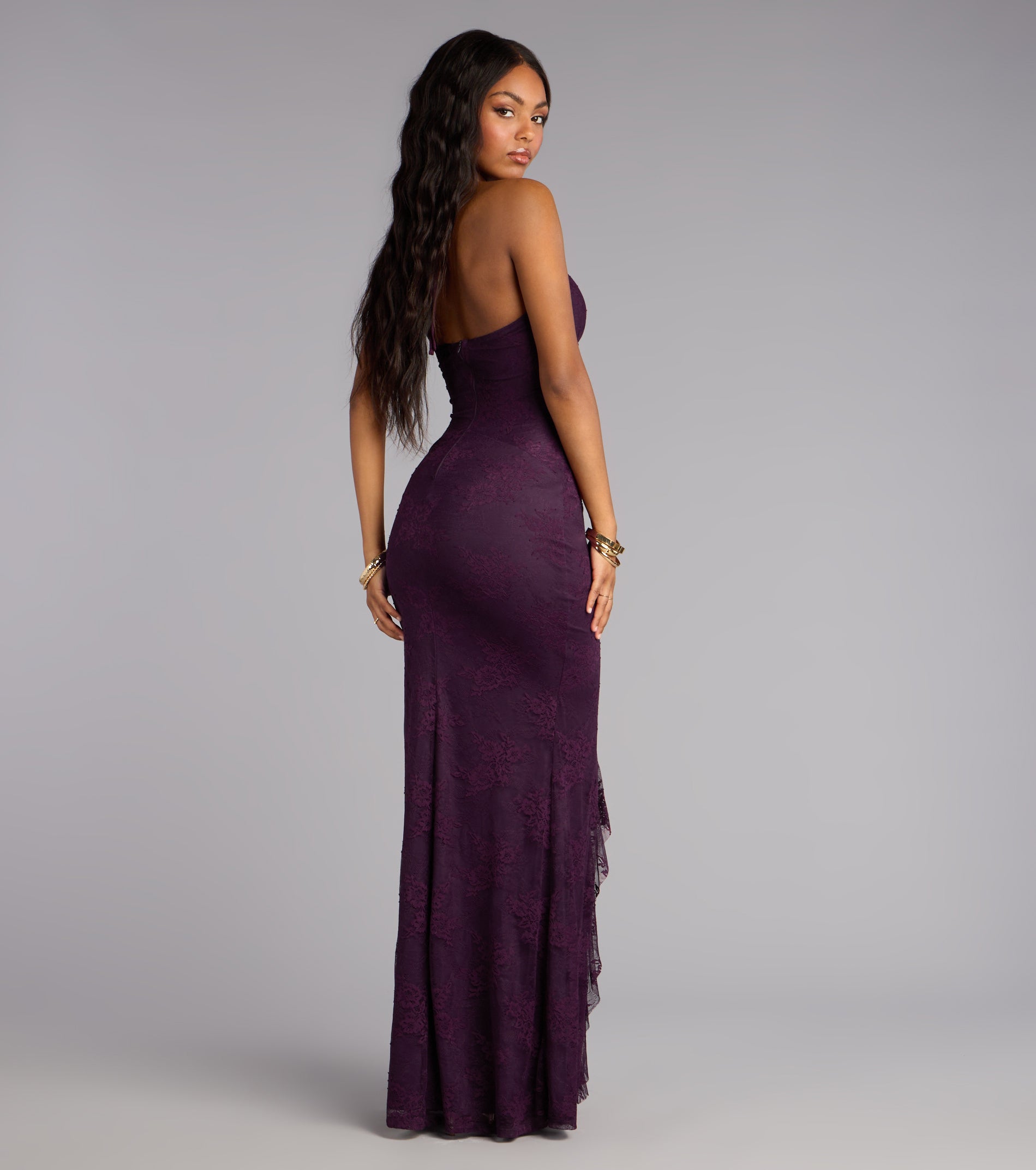 Donna Lace Ruffled Mermaid Formal Dress - Image 2