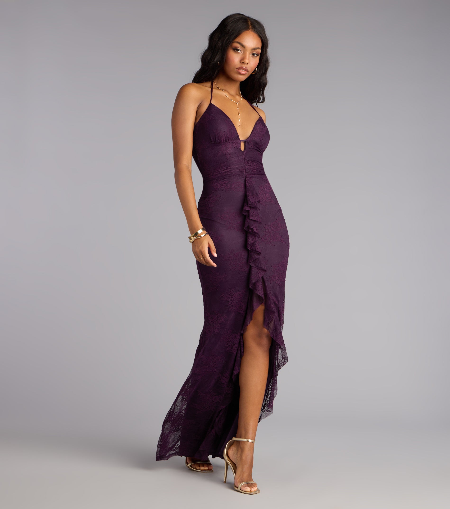 Donna Lace Ruffled Mermaid Formal Dress - Image 4