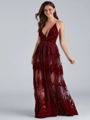 Morgan Formal Flocked Velvet Dress