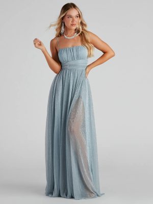 Adler Formal Metallic Sparkle A-Line Dress