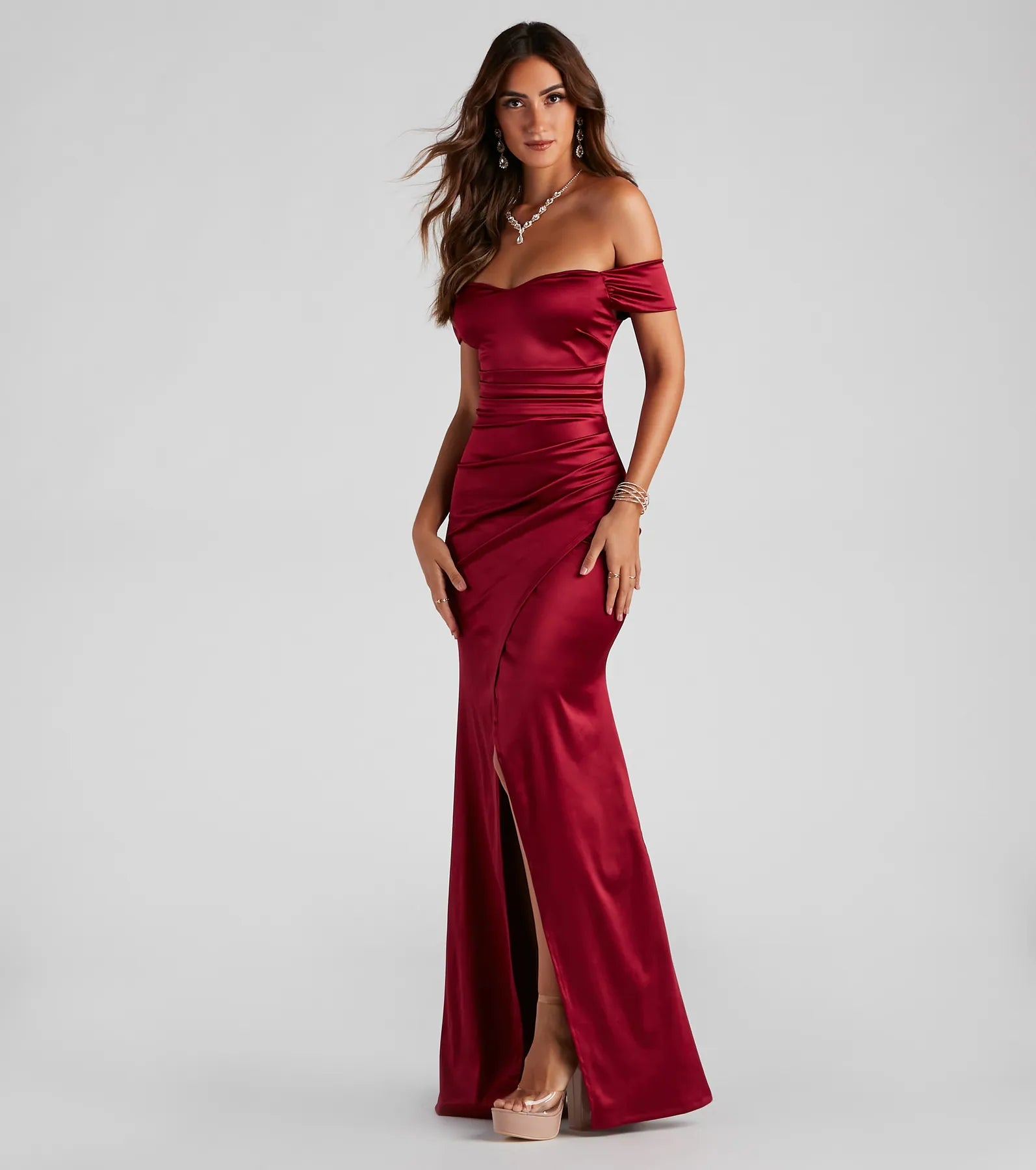 Valencia Formal Off-The-Shoulder Wrap Dress - Image 14