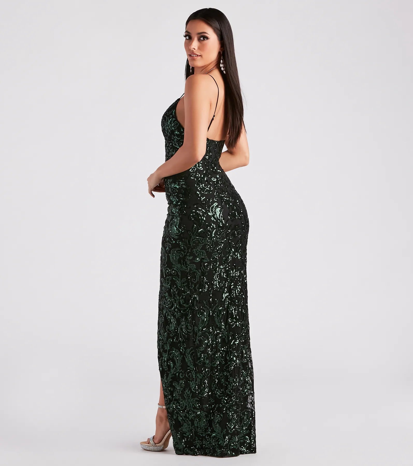 Emery Formal Wrap Sequin Dress - Image 2