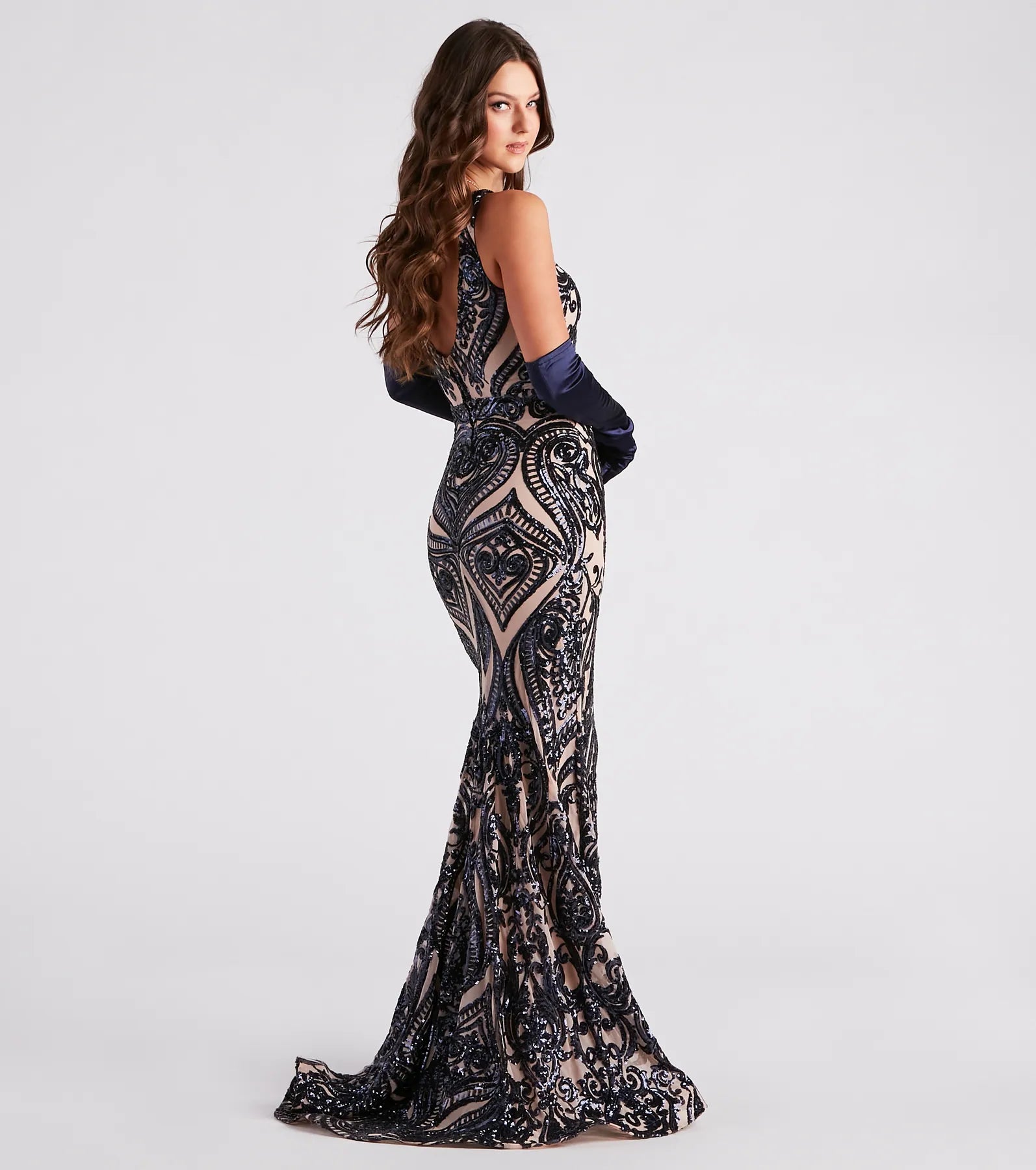 Mariah Formal Sequin Mesh Mermaid Dress - Image 2