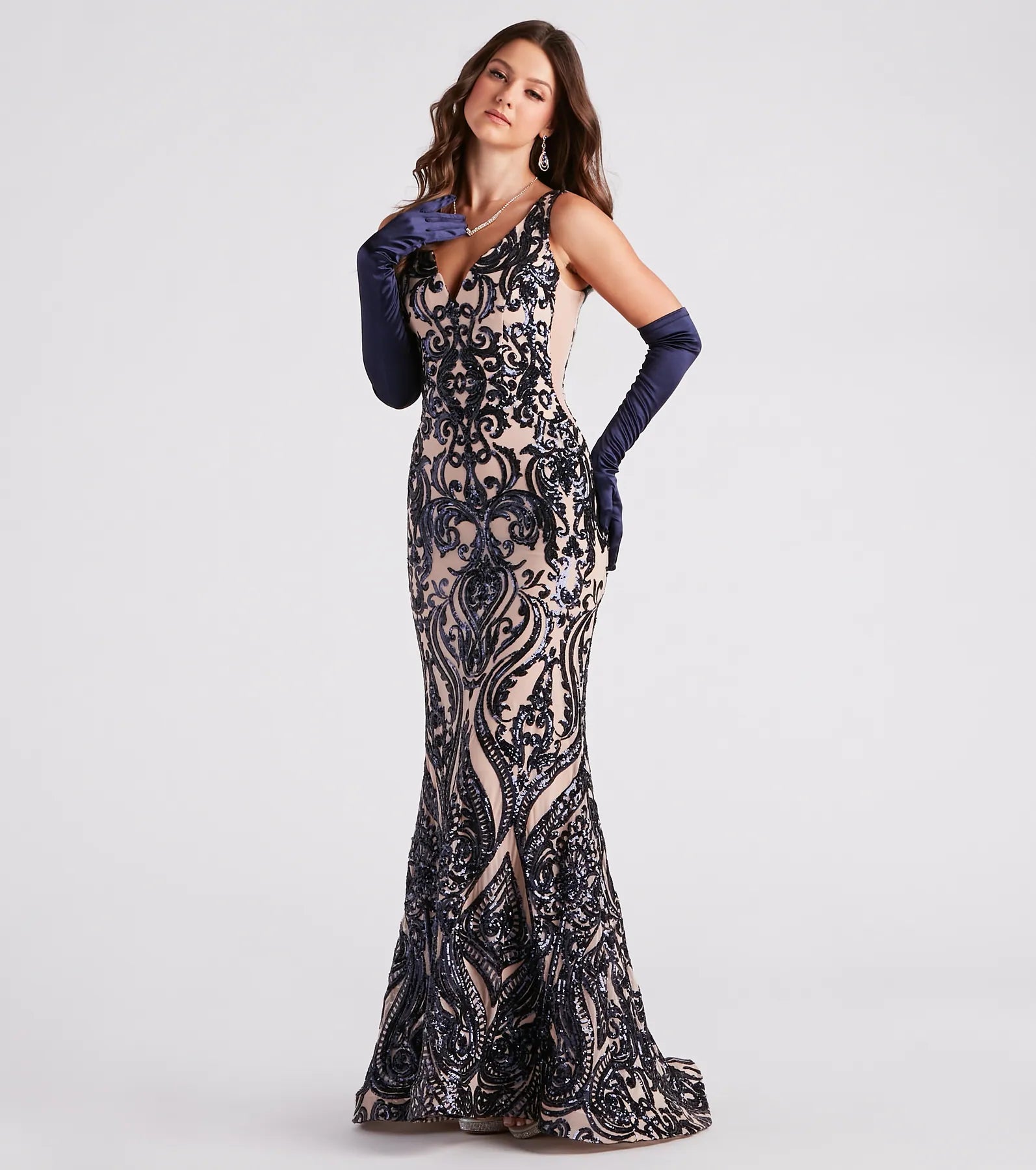 Mariah Formal Sequin Mesh Mermaid Dress - Image 3