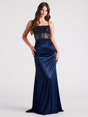 Carrie Formal Satin Sequin Corset Dress