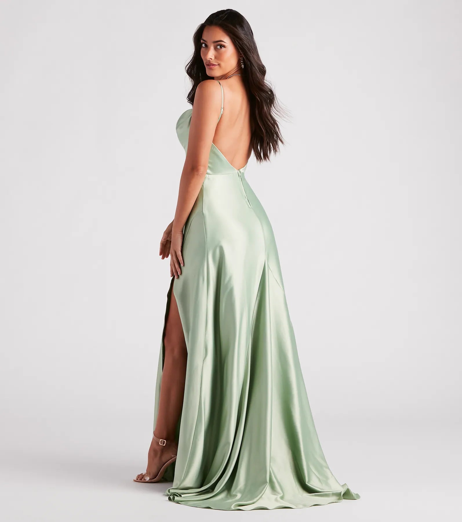 Marva Formal Satin Cowl Neck Dress - Image 2