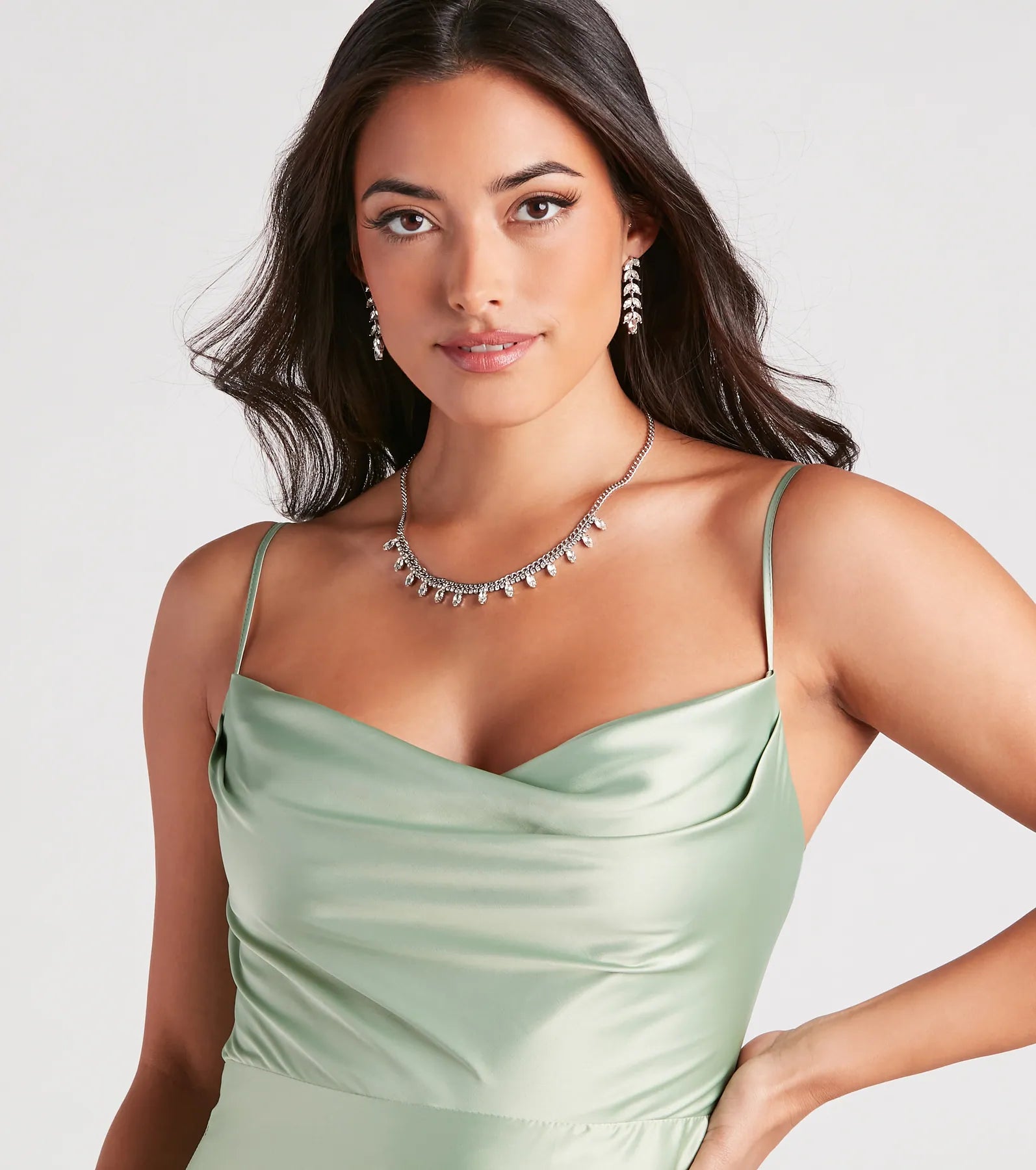 Marva Formal Satin Cowl Neck Dress - Image 4