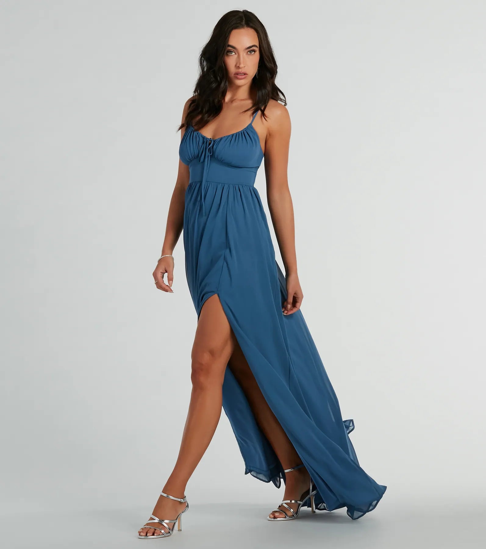 Raya Formal Chiffon A-Line Long Dress - Image 4