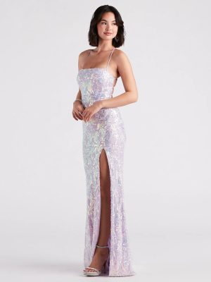Edlyn Sequin Laceup Mermaid Formal Dress
