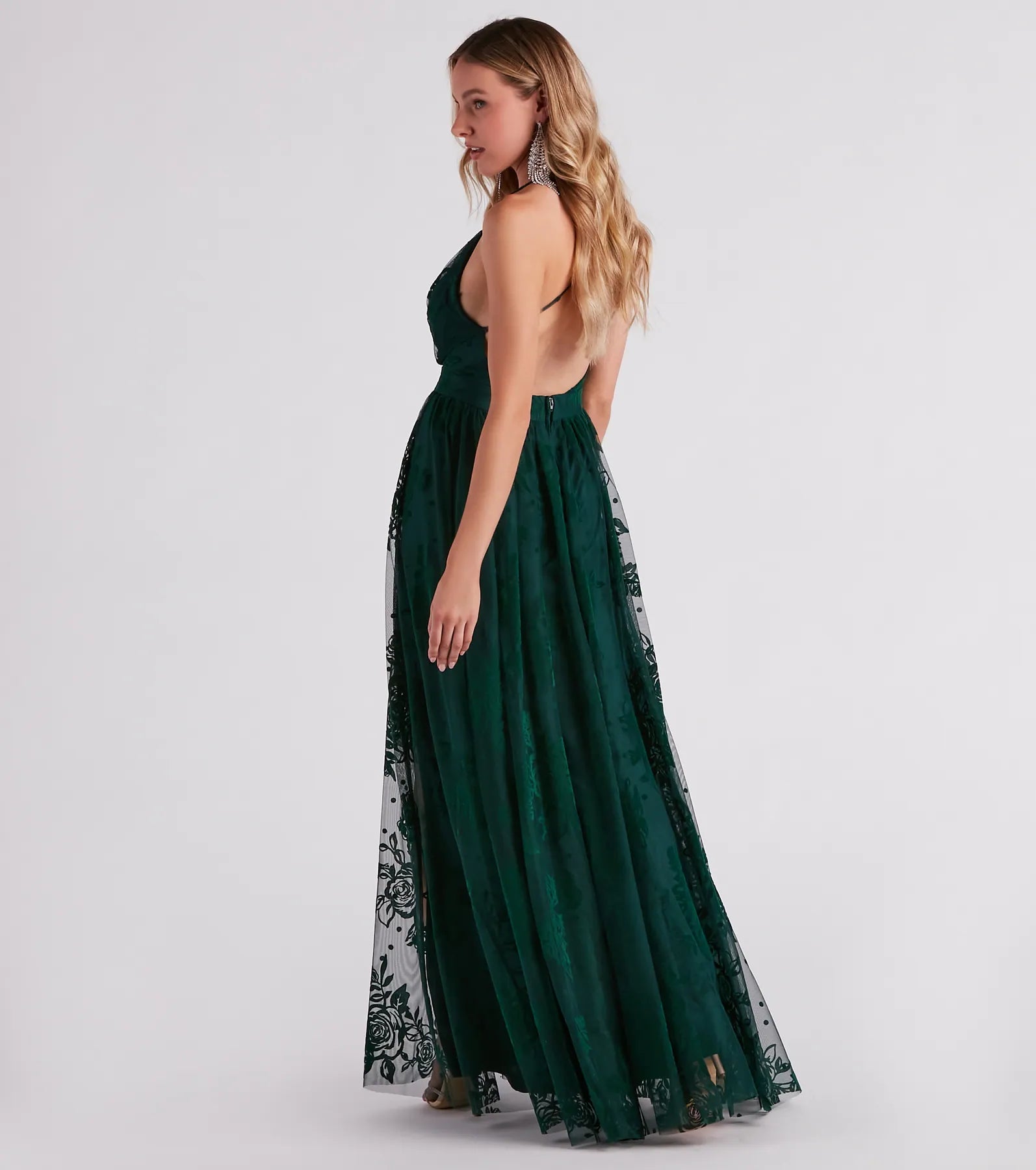 Lina Flocked Velvet A-Line Formal Dress - Image 6