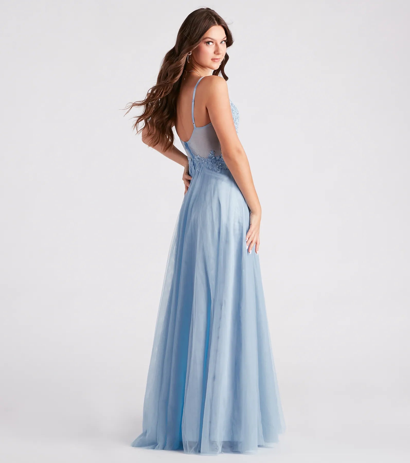 Jaci Rhinestone Embroidered Mesh Formal Dress - Image 6