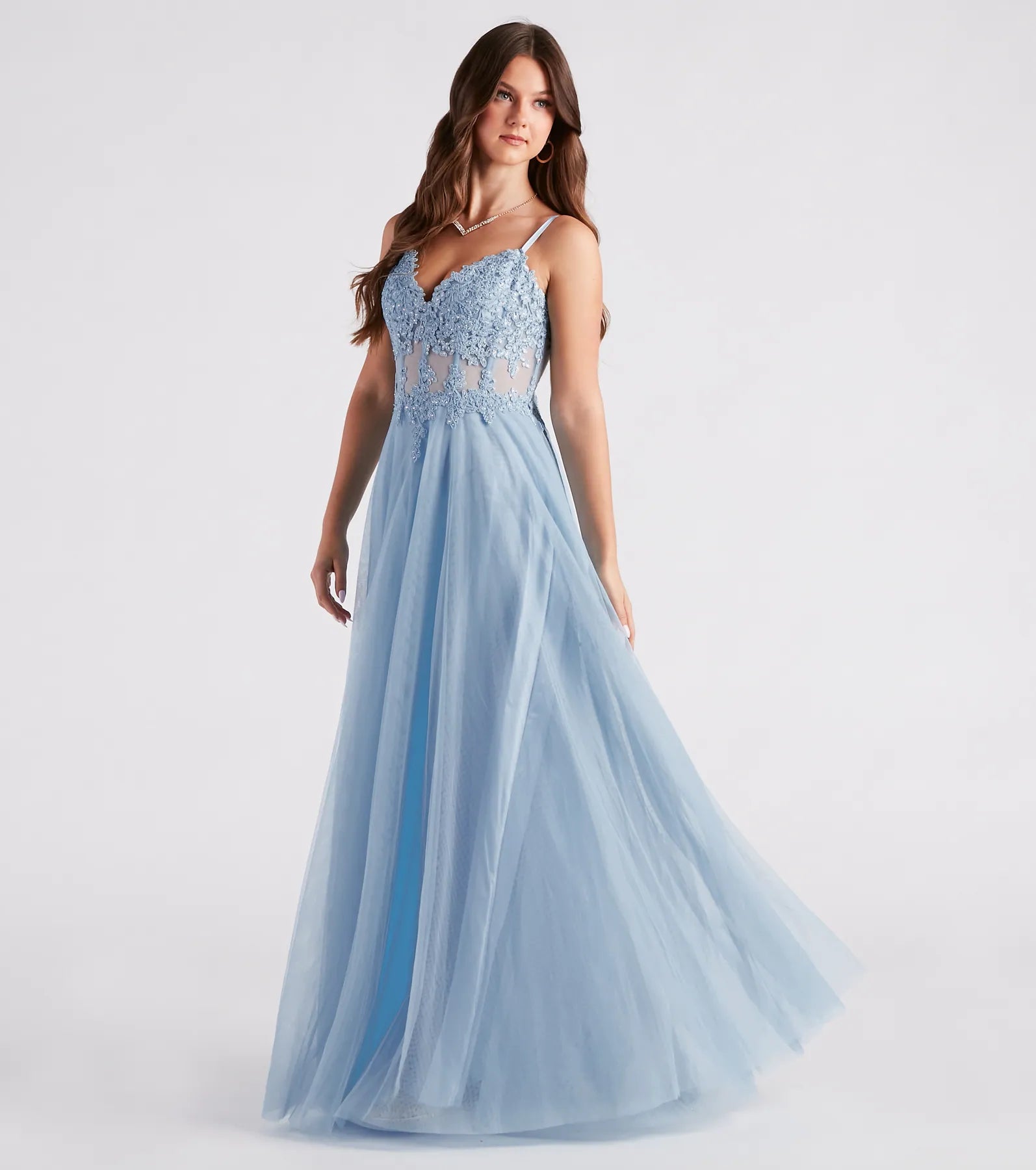 Jaci Rhinestone Embroidered Mesh Formal Dress - Image 7