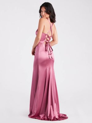 Cassie Formal Satin Lace-Up Mermaid Dress