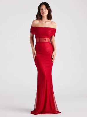 Alice Formal Glitter Off The Shoulder Dress