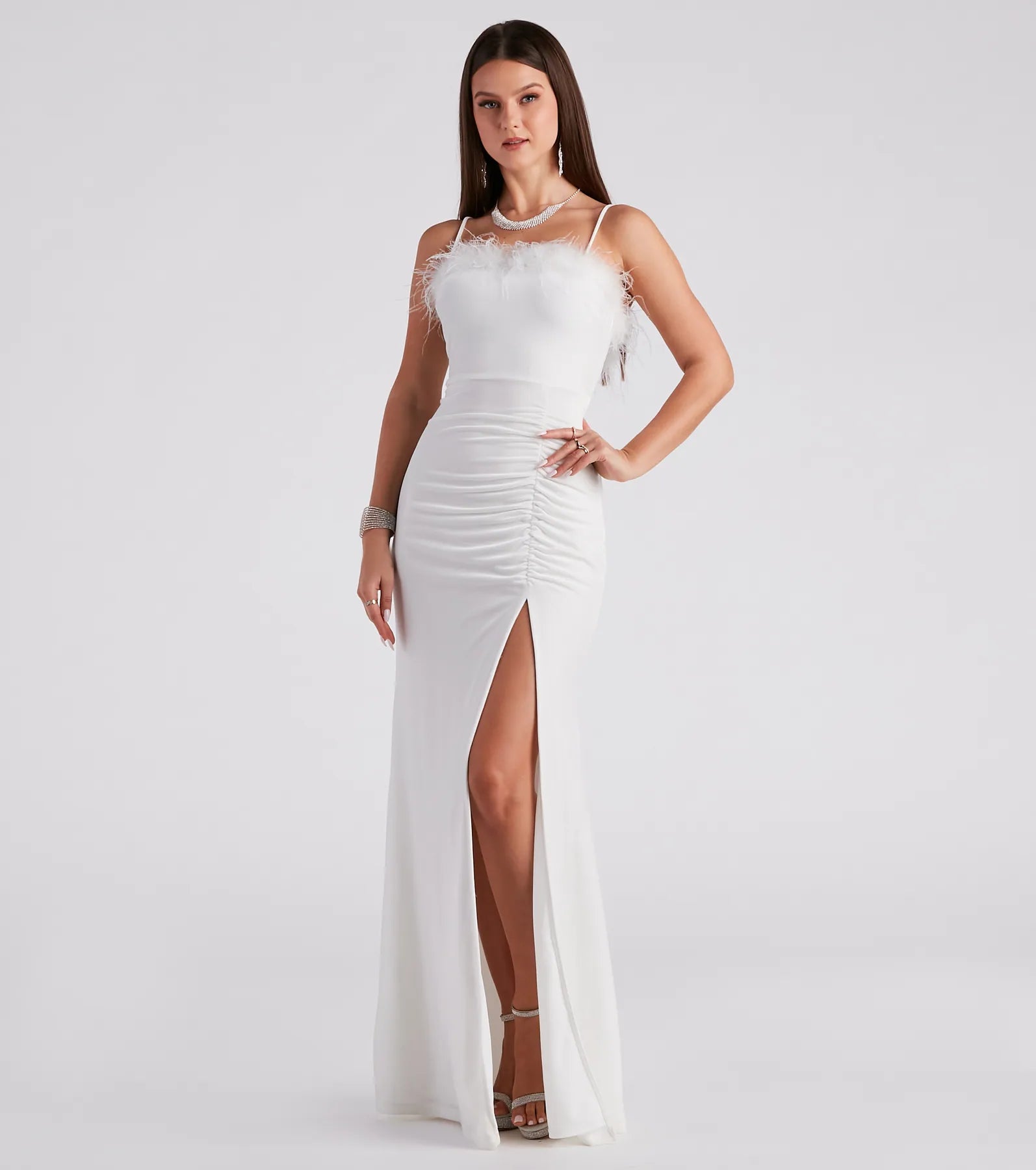 Jaime Feather Trim Velvet Mermaid Dress - Image 7