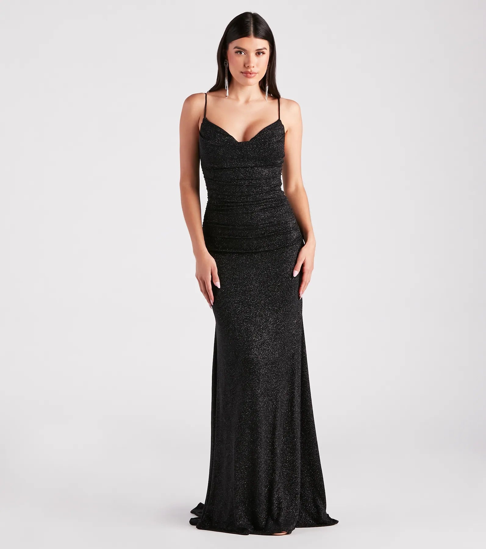 Tamora Formal Glitter Plunge Mermaid Dress - Image 5