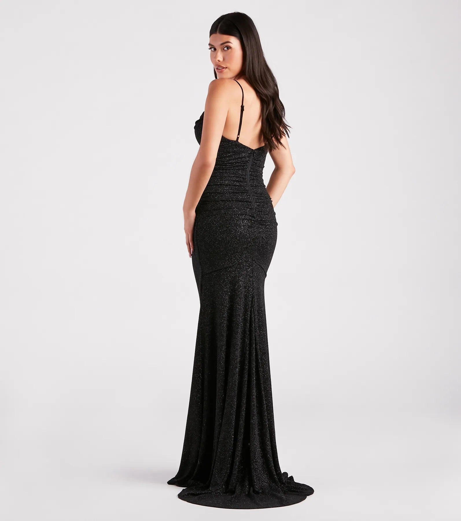 Tamora Formal Glitter Plunge Mermaid Dress - Image 6