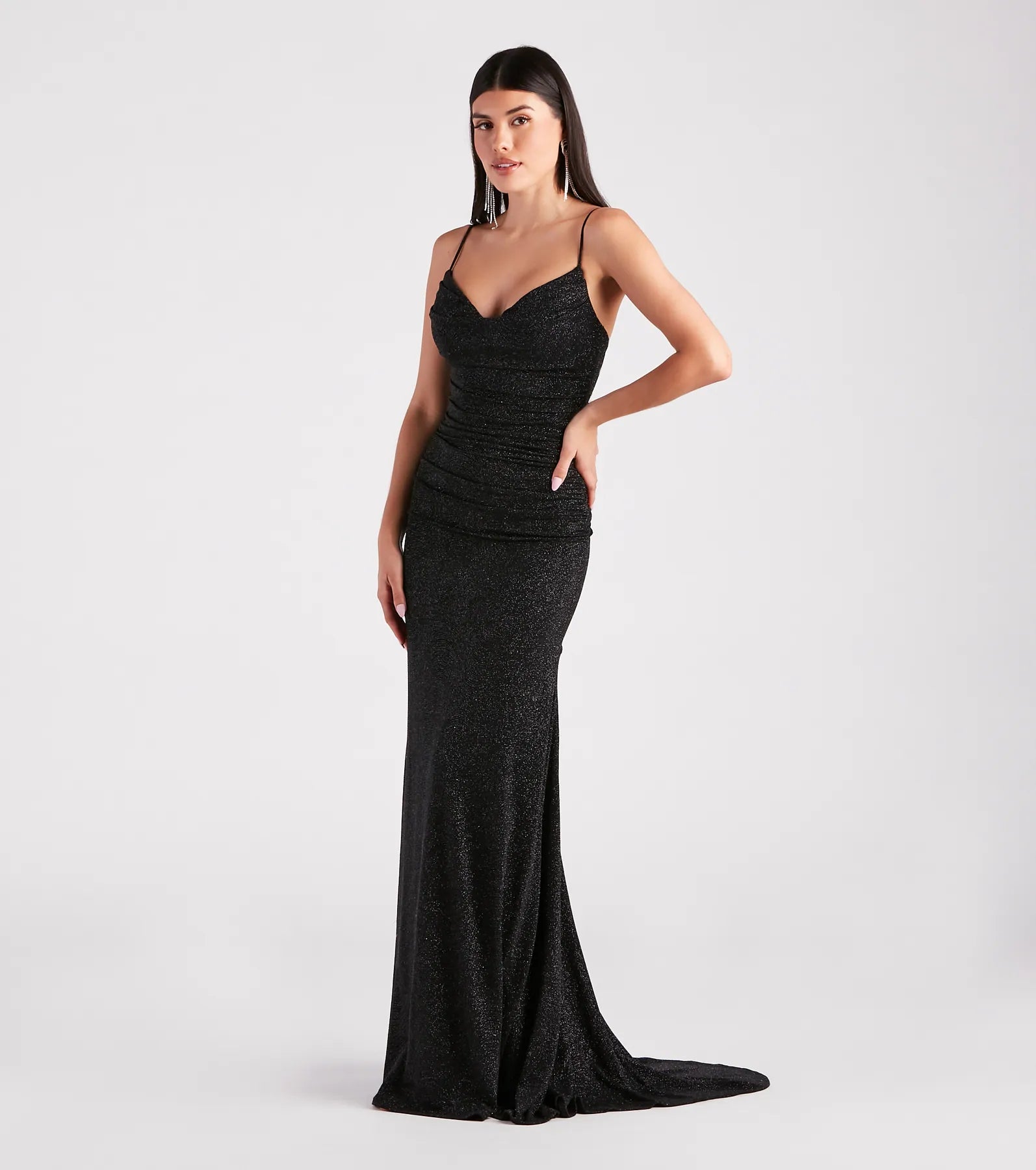 Tamora Formal Glitter Plunge Mermaid Dress - Image 7