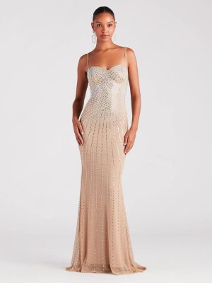 Tori Formal Rhinestone Mermaid Long Dress