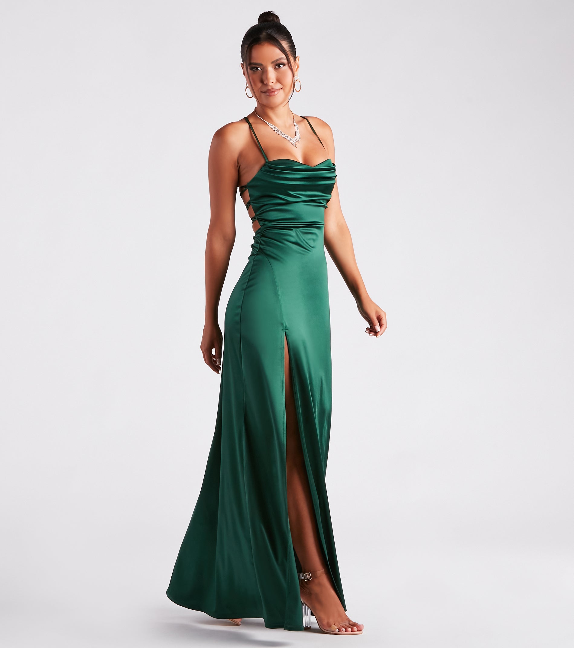 Trixie Formal Satin A-Line Dress - Image 11