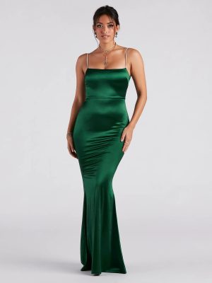 Annaliese Formal Satin Rhinestone Mermaid Dress