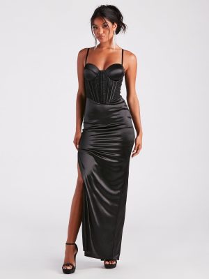 Alejandra Formal Satin Lace Corset Dress