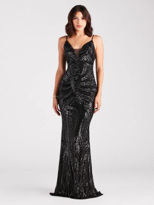 Pauline Formal Sequin Draped Bead Bodycon Dress