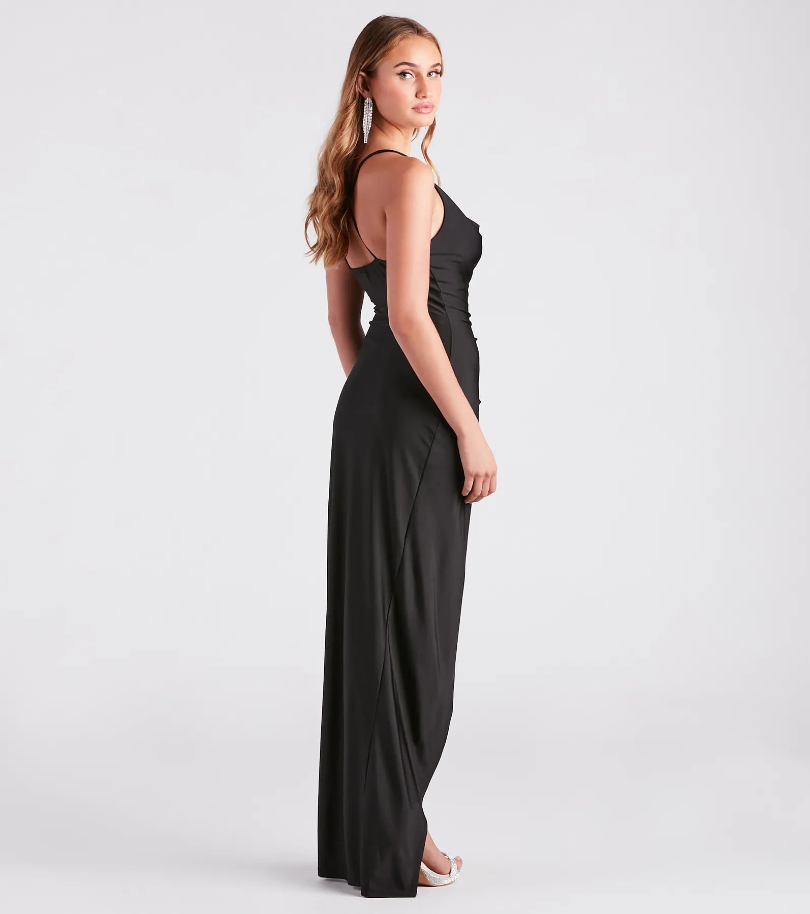 Arabella High Slit Cowl Neck Dress - Image 19