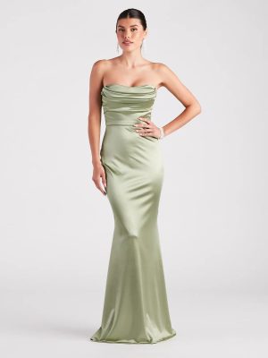 Priscilla Formal Satin Strapless Mermaid Dress