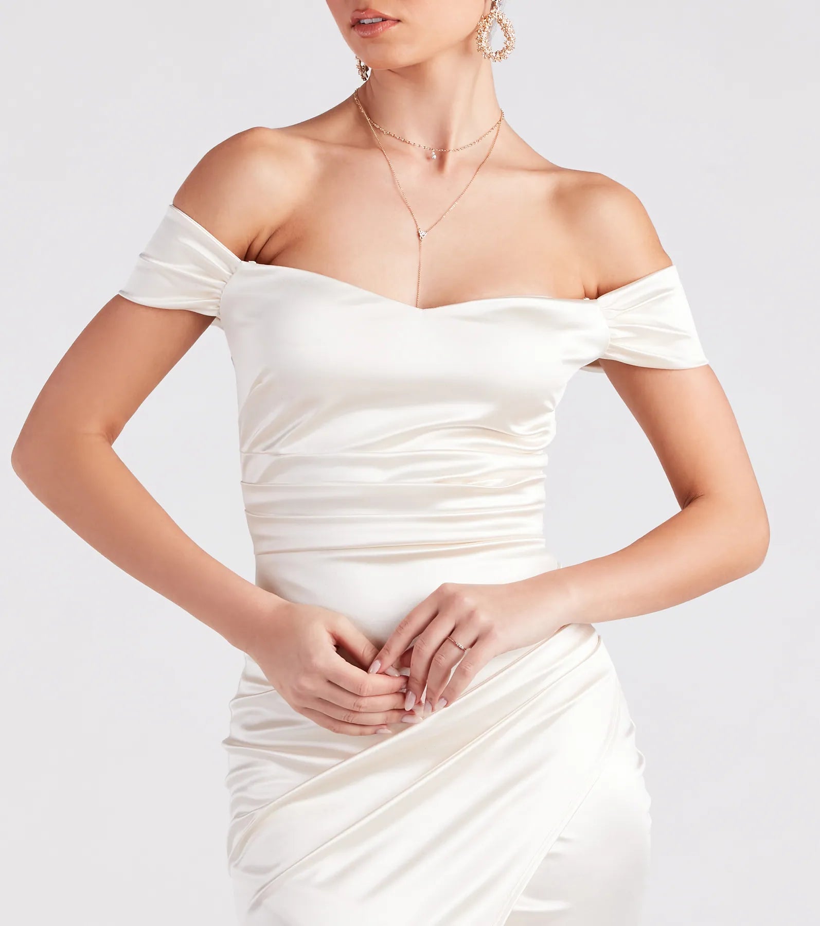 Valencia Formal Off-The-Shoulder Wrap Dress - Image 4