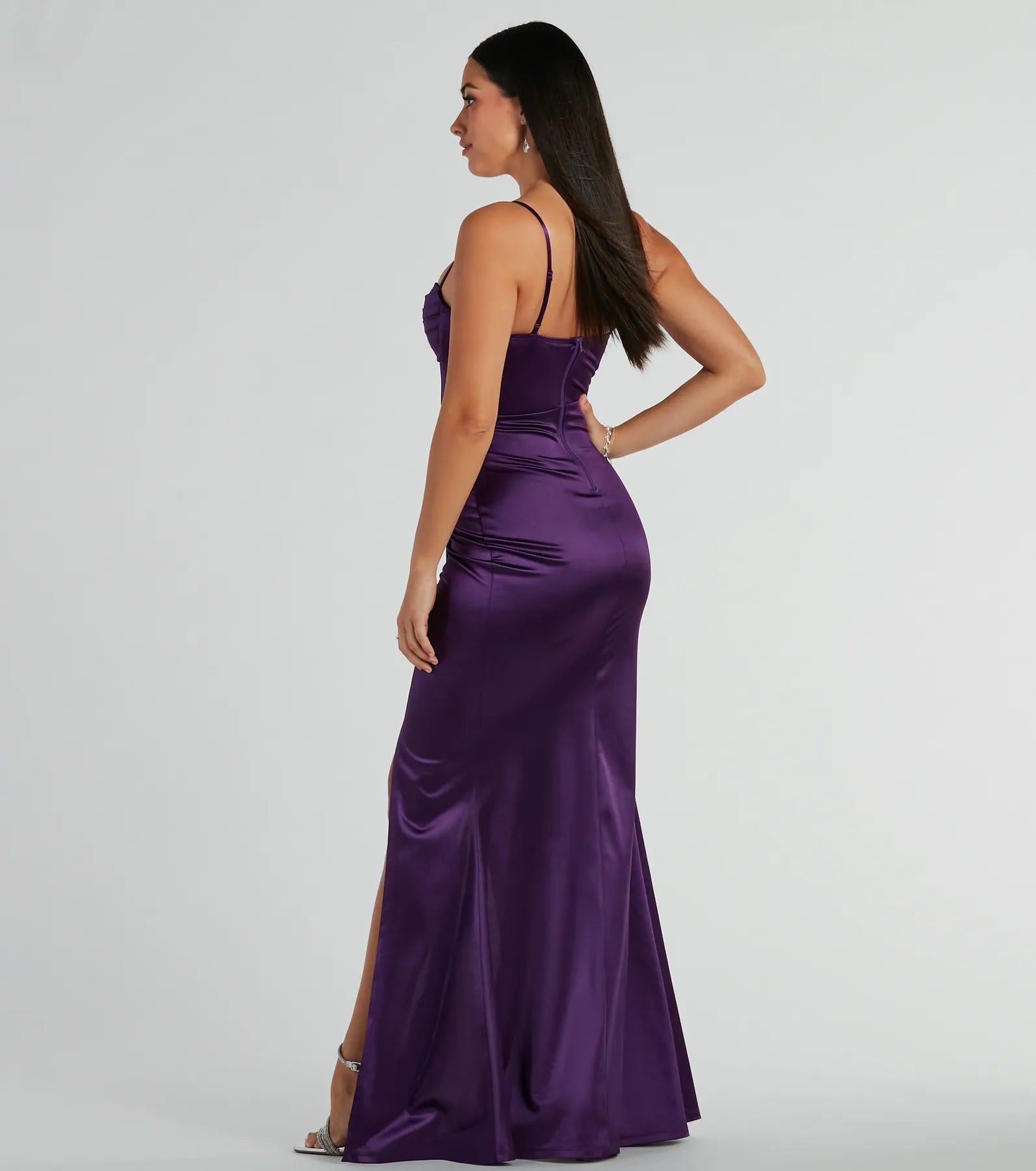 Stacie Satin Corset Wrap Formal Dress - Image 10