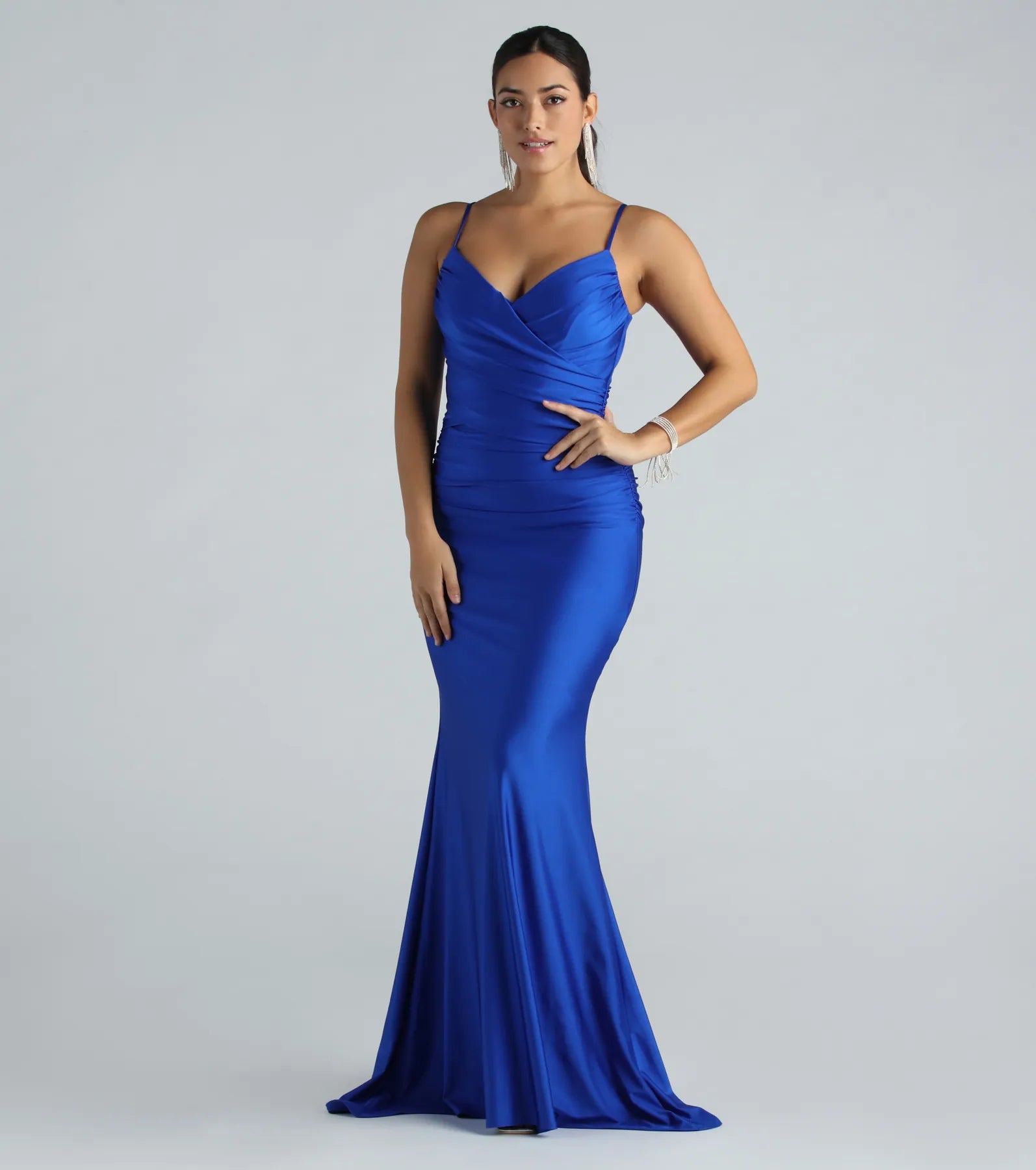 Kollyn Formal Surplice Ruched Mermaid Dress - Image 3