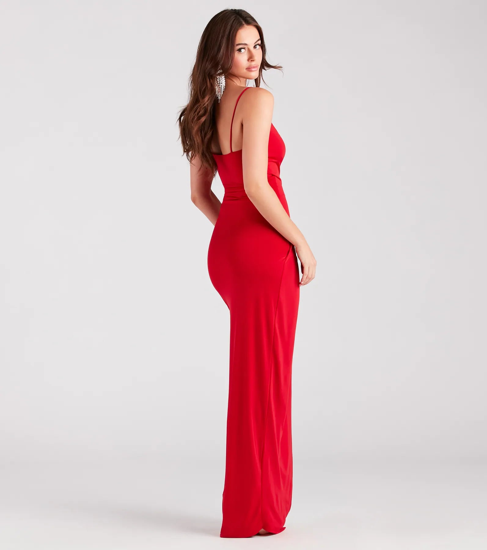 Mila Rosette Wrap-Front High Slit Formal Dress - Image 2