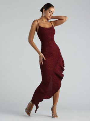 Kylie Formal Glitter Ruffle Long Dress