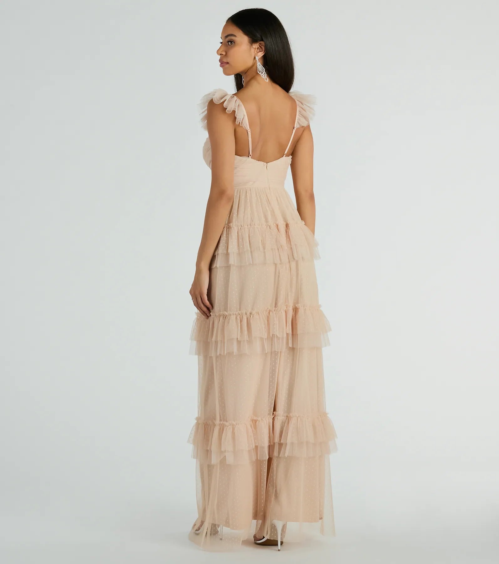 Gillian Sleeveless Ruffled A-Line Tulle Formal Dress - Image 6