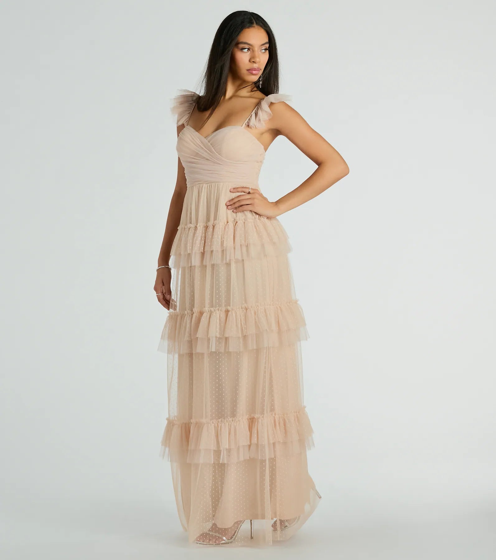 Gillian Sleeveless Ruffled A-Line Tulle Formal Dress - Image 8