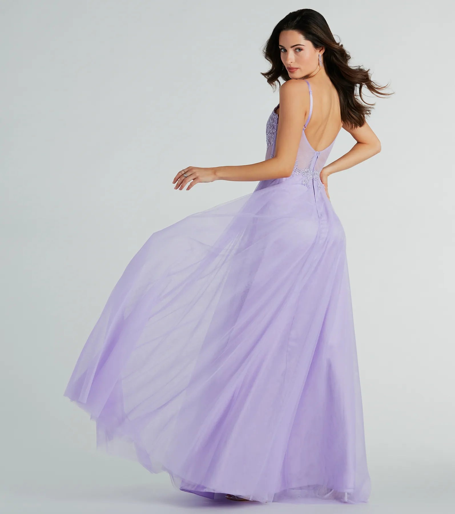 Jaci Rhinestone Embroidered Mesh Formal Dress - Image 14