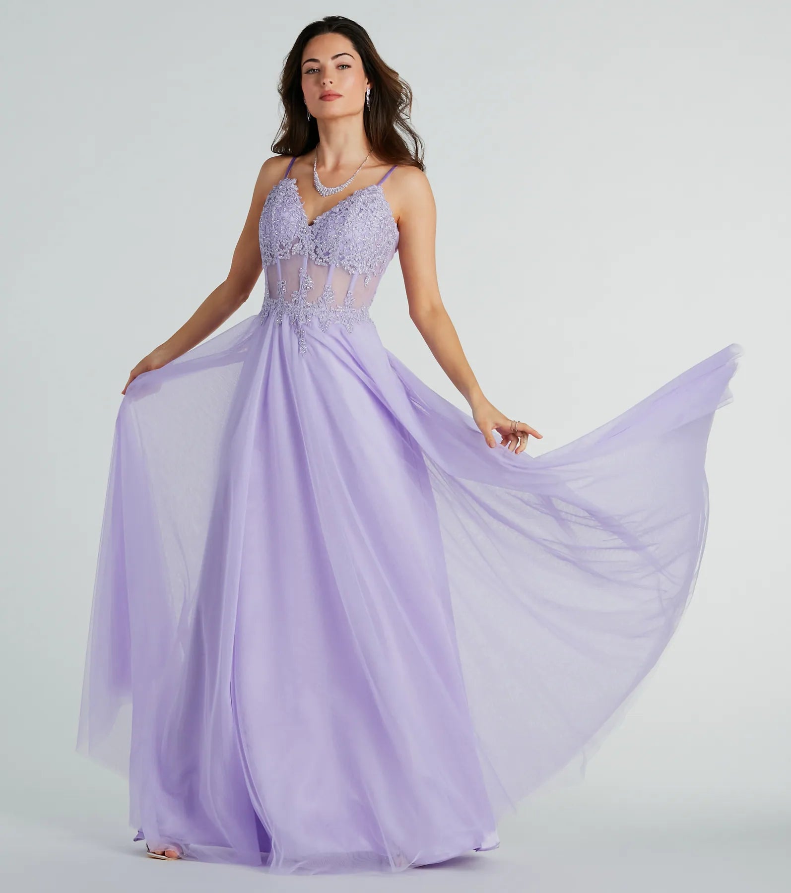 Jaci Rhinestone Embroidered Mesh Formal Dress - Image 16